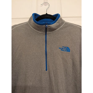Men's The North Face Zip Up Sweater L Gray Blue Fleece